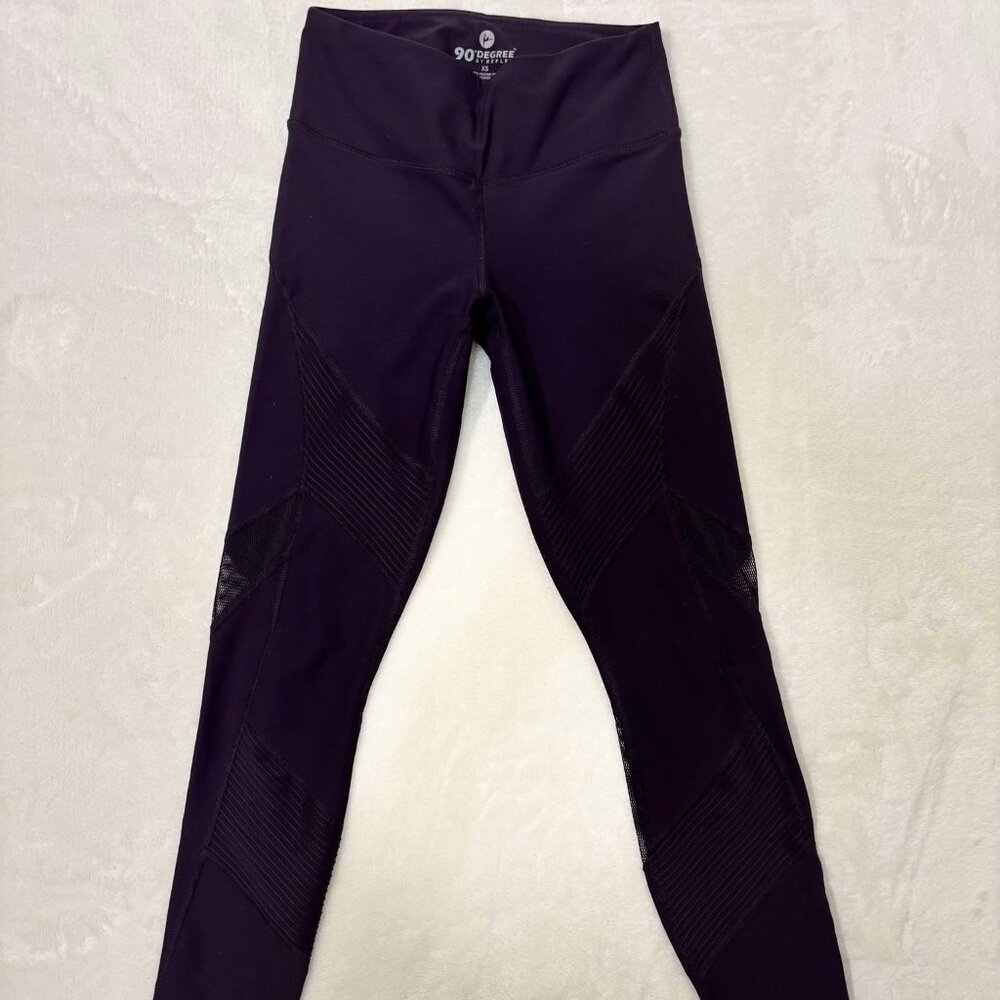 Women's Violet Leggings with Mesh & Raised Fabric Accents